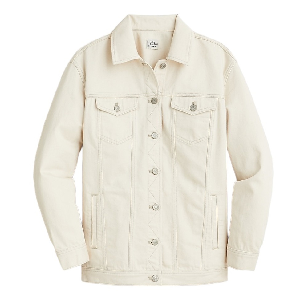 J.Crew Ecru relaxed denim jacket size large NWT - Picture 4 of 9